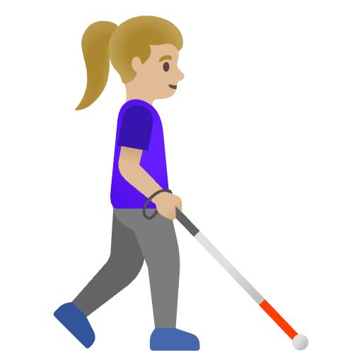 Woman With White Cane Facing Right Medium Light Skin Tone Emoji from Noto Emoji Set