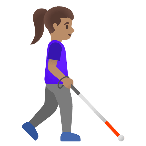 Woman With White Cane Facing Right Medium Skin Tone Emoji from Noto Emoji Set
