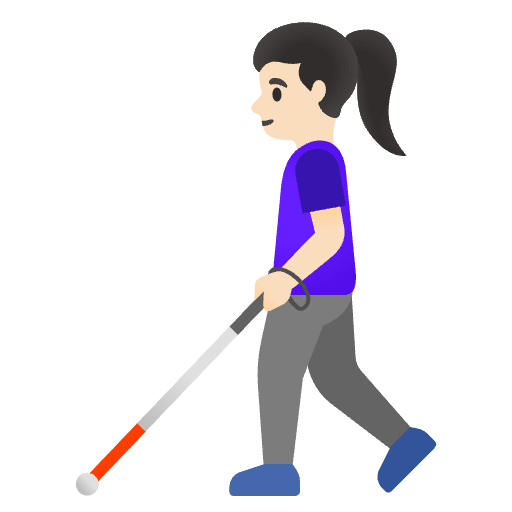 Woman With White Cane Light Skin Tone Emoji from Noto Emoji Set