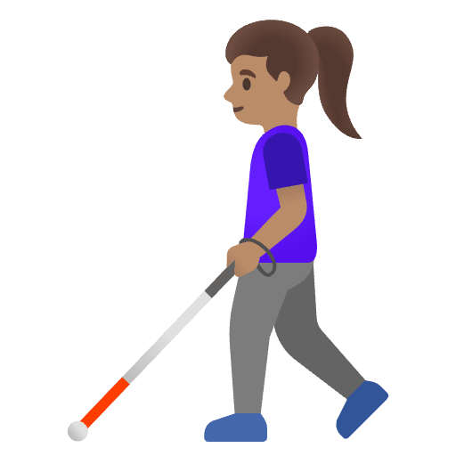 Woman With White Cane Medium Skin Tone Element from Noto Emojis Set