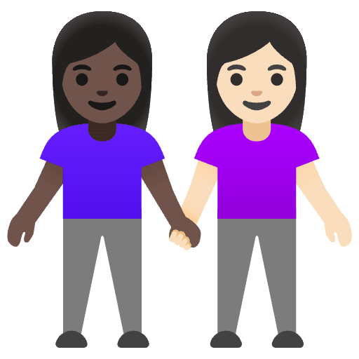 Women Holding Hands Dark Skin Tone Light Skin Tone Emoji from Noto Emoji Set