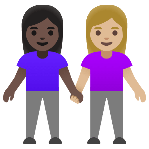 Women Holding Hands Dark Skin Tone Medium Light Skin Tone Emoji from Noto Emojis Set
