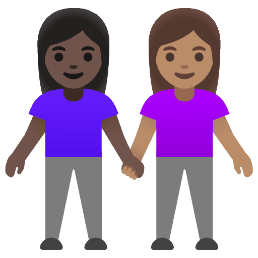 Women Holding Hands Dark Skin Tone Medium Skin Tone Emoji from Noto Emoji Set