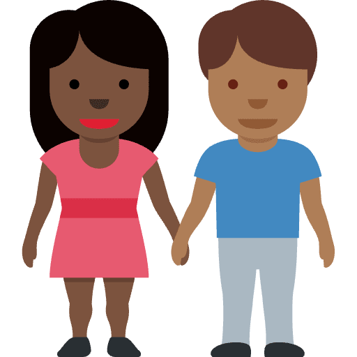 Woman And Man Holding Hands Dark Skin Tone Medium Dark Skin Tone Emoji from Twemoji Emoji Set