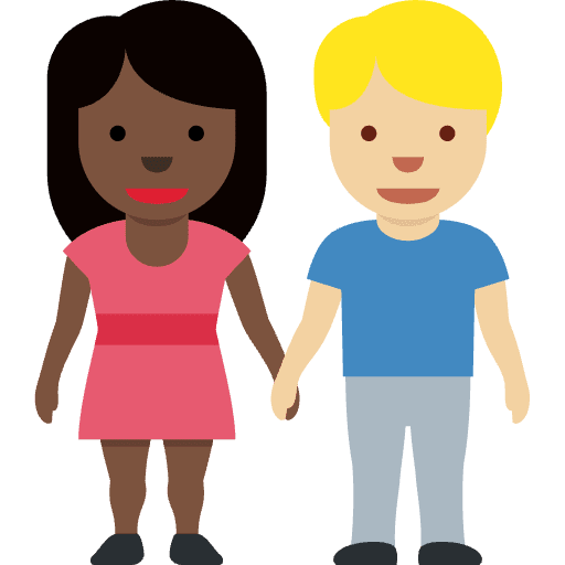 Woman And Man Holding Hands Dark Skin Tone Medium Light Skin Tone Emoji from Twemoji Emoji Set
