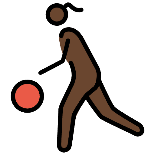 Woman Bouncing Ball Dark Skin Tone Emoji from OpenMoji Emoji Set