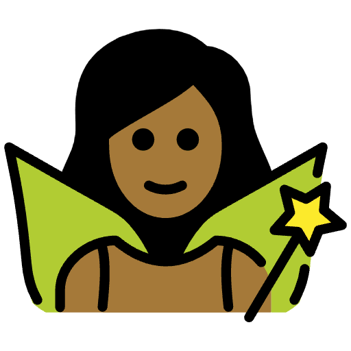 Woman Fairy Medium Dark Skin Tone Element from OpenMoji Emoji Set