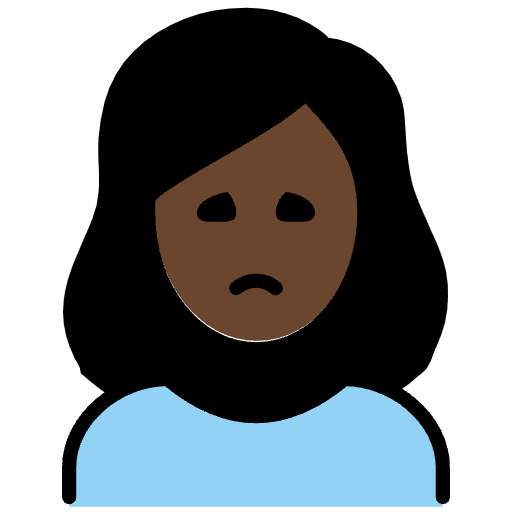 Woman Frowning Dark Skin Tone Emoji from OpenMoji Emoji Set