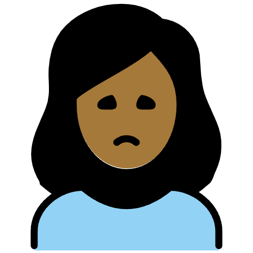 Woman Frowning Medium Dark Skin Tone Emoji from OpenMoji Emoji Set