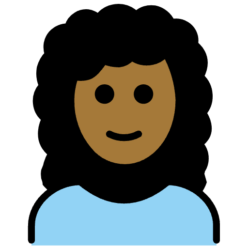Woman Medium Dark Skin Tone Curly Hair Emoji from OpenMoji Emoji Set