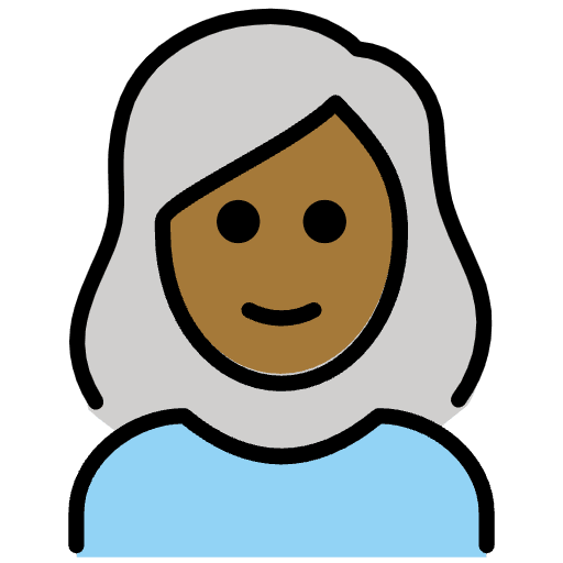 Woman Medium Dark Skin Tone White Hair Emoji from OpenMoji Emoji Set