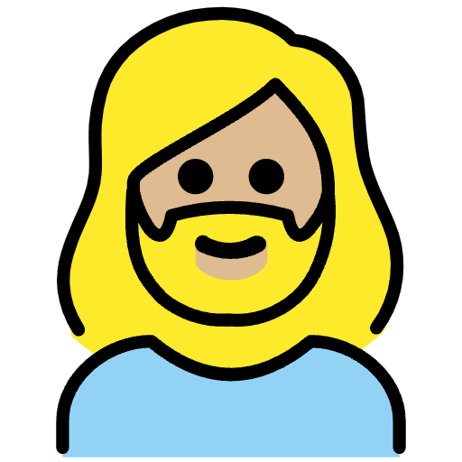 Woman Medium Light Skin Tone Beard Emoji from OpenMoji Emoji Set