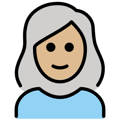 Woman Medium Light Skin Tone White Hair Emoji from OpenMoji Emoji Set