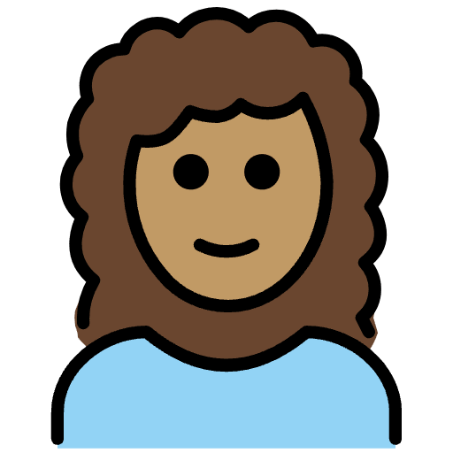 Woman Medium Skin Tone Curly Hair Emoji from OpenMoji Emoji Set
