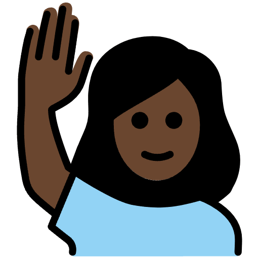 Woman Raising Hand Dark Skin Tone Element from OpenMoji Emoji Set