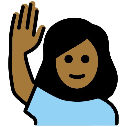Woman Raising Hand Medium Dark Skin Tone Emoji from OpenMoji Emoji Set