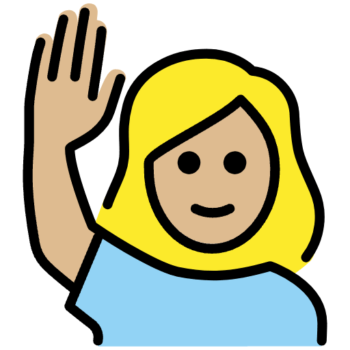 Woman Raising Hand Medium Light Skin Tone Emoji from OpenMoji Emoji Set
