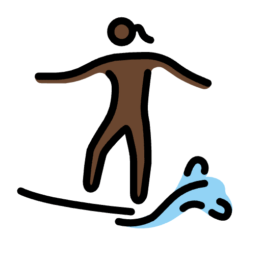 Woman Surfing Dark Skin Tone Element from OpenMoji Emoji Set