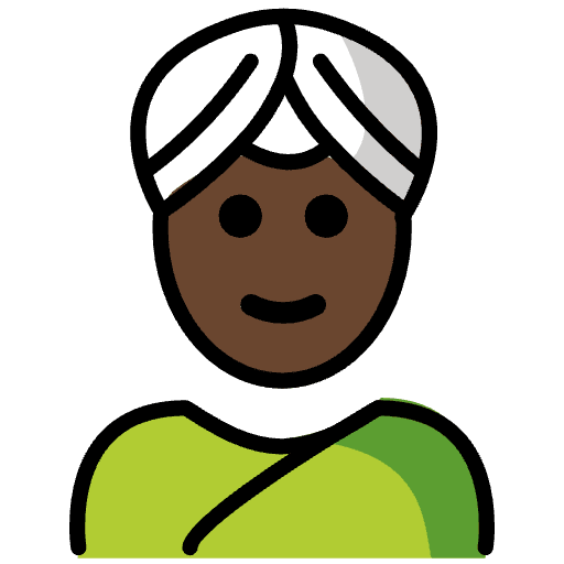 Woman Wearing Turban Dark Skin Tone Emoji from OpenMoji Emoji Set