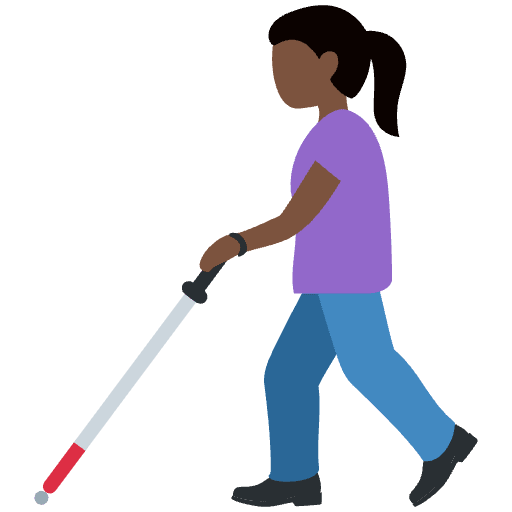 Woman With White Cane Dark Skin Tone Emoji from Twemoji Set
