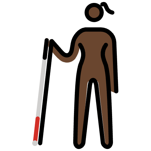 Woman With White Cane Dark Skin Tone Emoji from OpenMoji Set