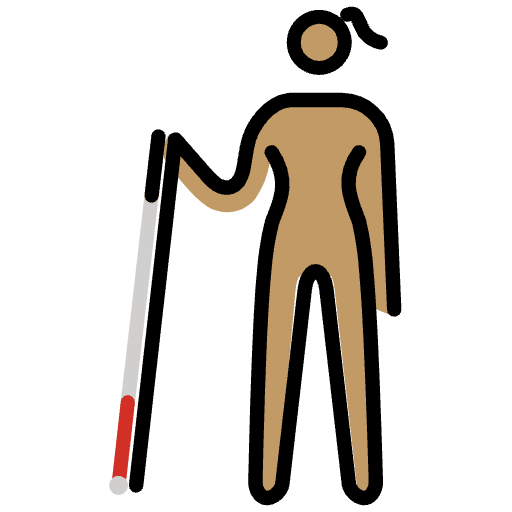 Woman With White Cane Medium Skin Tone Element from OpenMoji Emoji Set
