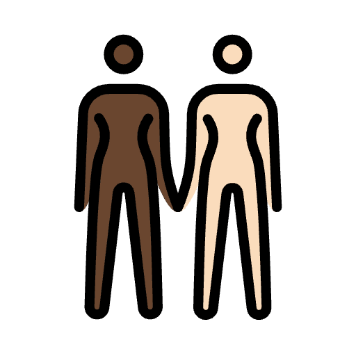 Women Holding Hands Dark Skin Tone Light Skin Tone Emoji from OpenMoji Set