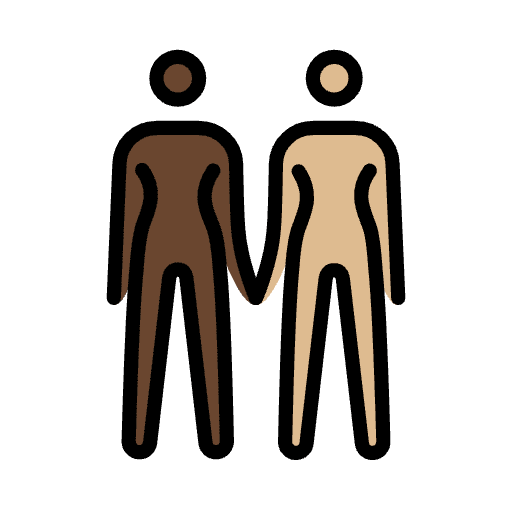 Women Holding Hands Dark Skin Tone Medium Light Skin Tone Emoji from OpenMoji Emoji Set