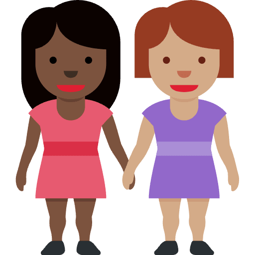 Women Holding Hands Dark Skin Tone Medium Skin Tone Emoji from Twemoji Set