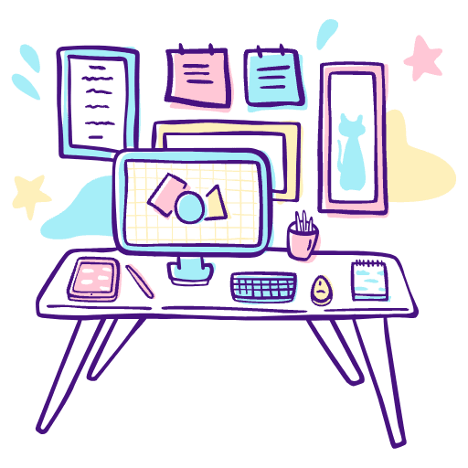 Designer Desk Illustration from Free illustrations Set