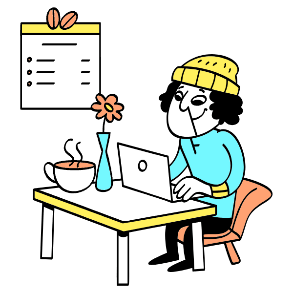 Digital Nomad Working In Coffee Shop Illustration from Havana Set