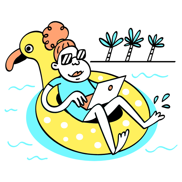 Digital Nomad Working Near Beach Illustration from Havana Set