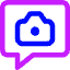 Chat Bubble Camera Square Icon from Core Neon Set