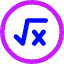 Square Root X Circle Icon from Core Neon Set