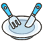 Fork And Knife With Plate Element from Kawaii Emoji Set