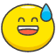 Grinning Face With Sweat emoji - Free transparent PNG, SVG. No sign up needed.