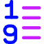 List 1 To 9 Icon from Core Neon Set