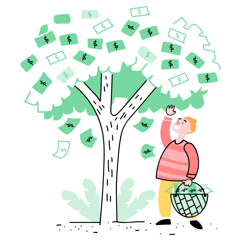 MONEY GROW Trees 1 Illustration from Barcelona Set