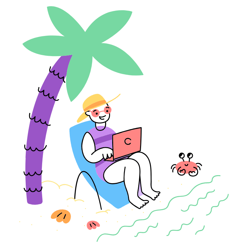 Digital Nomad WORK Beach 2 Illustration from Barcelona Set