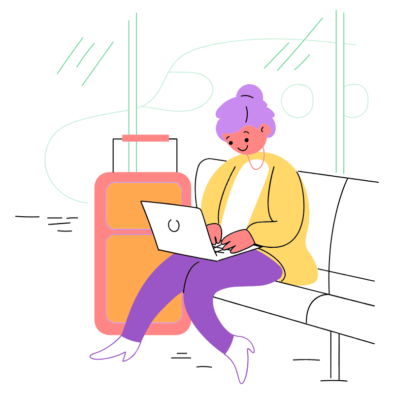 Digital Nomad Working In Airport 1 Illustration from Barcelona Set