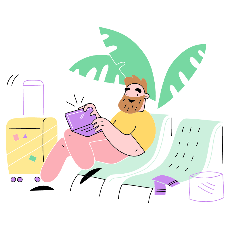 Digital Nomad Working In Airport 2 Illustration from Barcelona Set