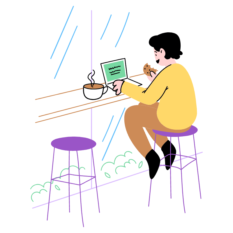 Digital Nomad Working In Coffee Shop 1 Illustration from Barcelona Set