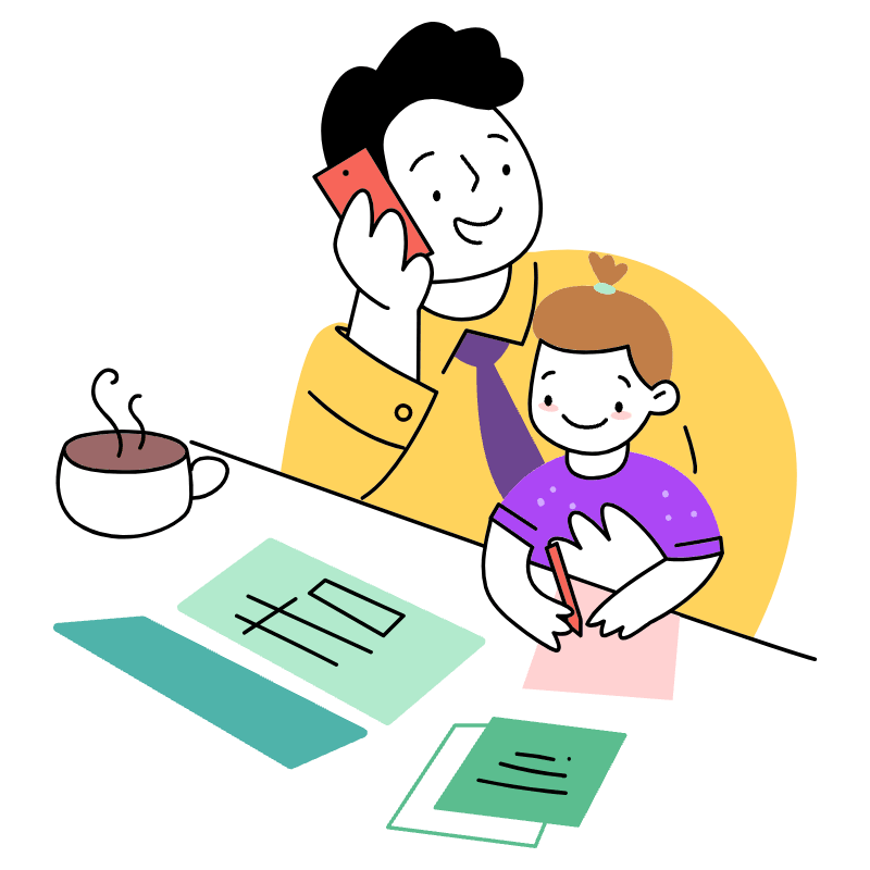 Work Home Illustration from Barcelona Set