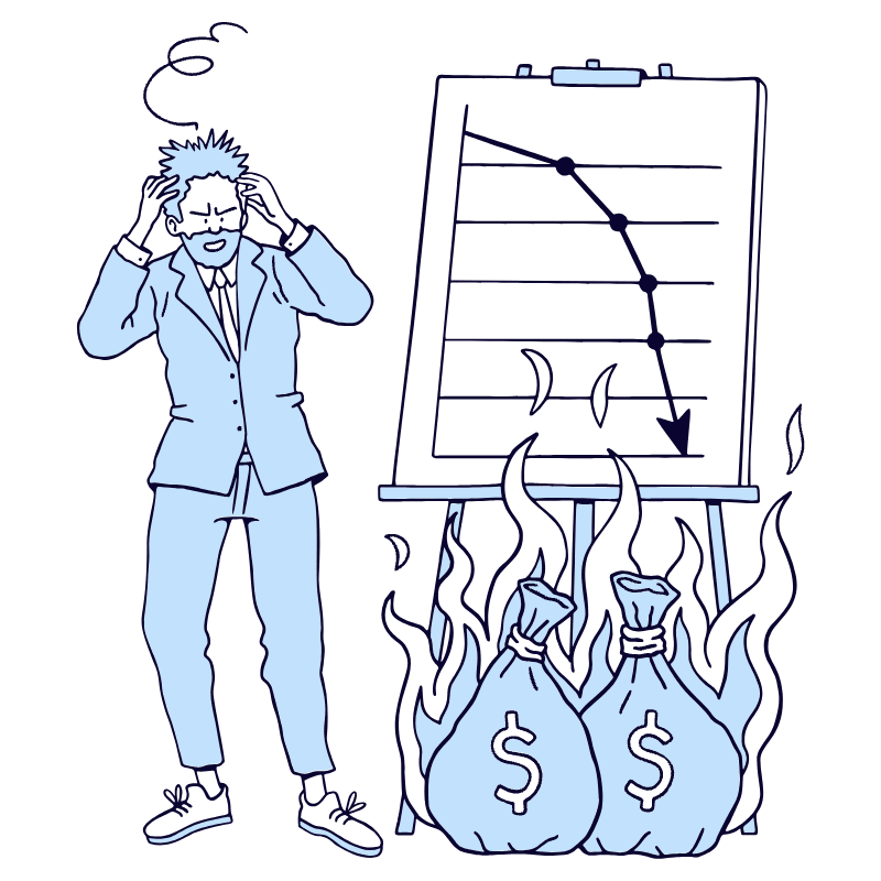 Business Graph Collapsing With Money Burned Illustration from Bruxelles Duotone Set