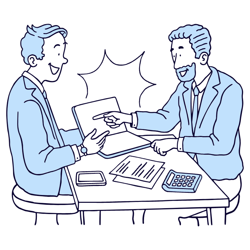 Conversation Businessman And Customer Illustration from Bruxelles Duotone Set