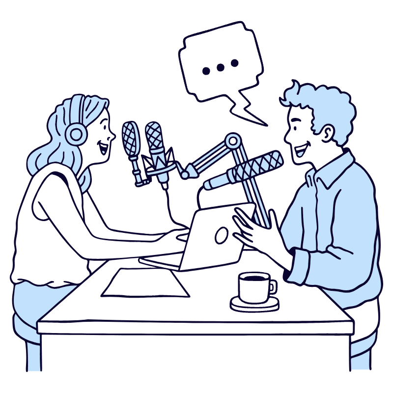 Communication Podcast Speaker With A Guest Illustration from Bruxelles Duotone Set