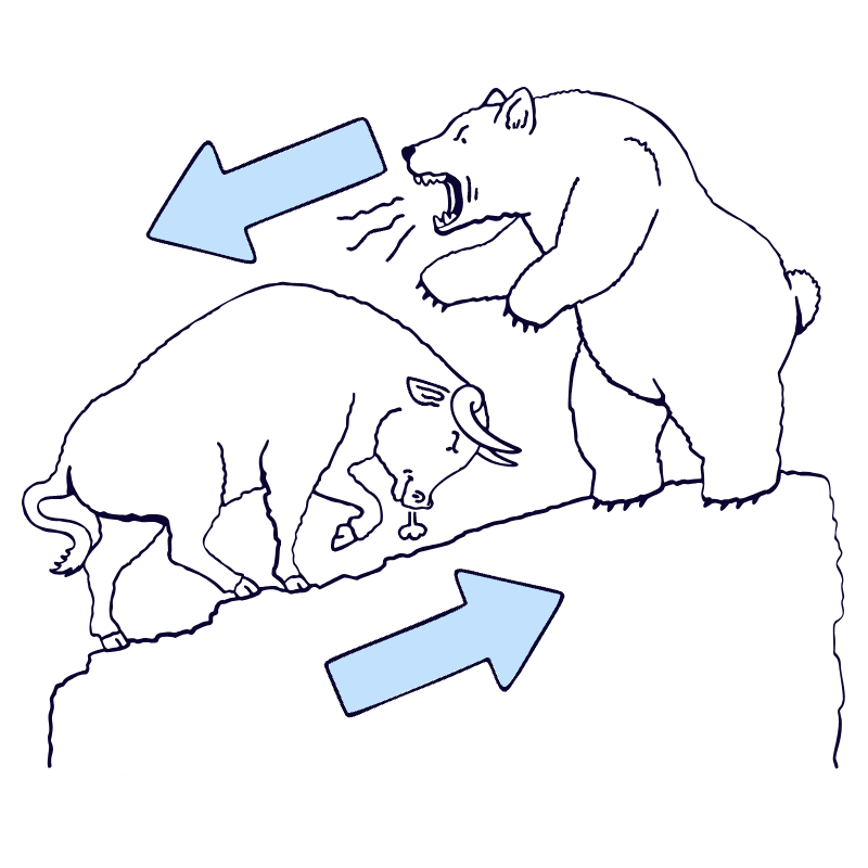 Bull Vs Bear Market Illustration from Bruxelles Duotone Set