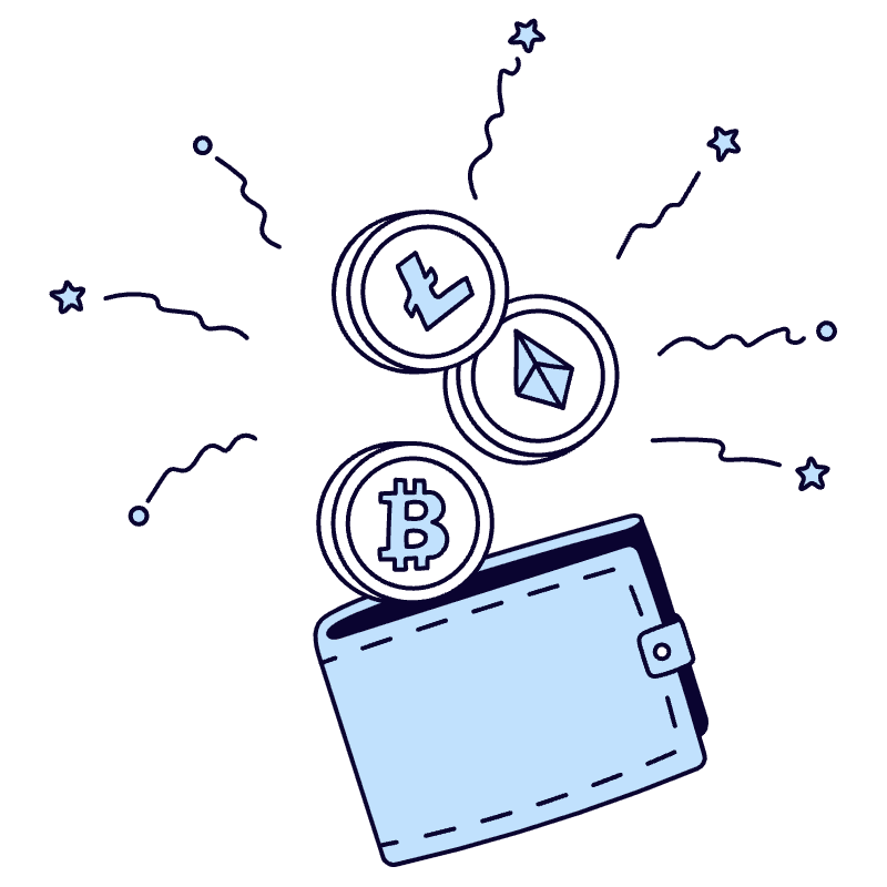 Cryptowallets Showing Cryptocurrencies Illustration from Bruxelles Duotone Set
