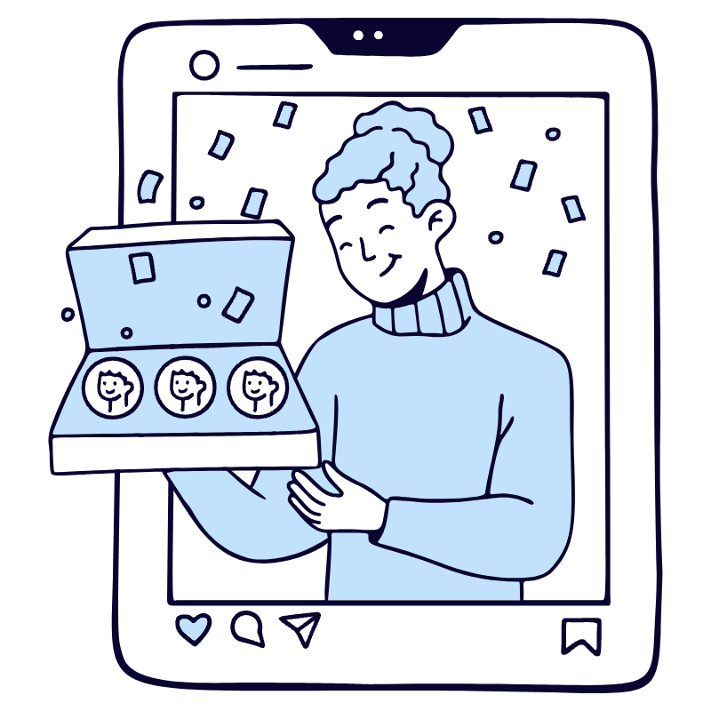 Influencer Giving Social Token Illustration from Bruxelles Duotone Set