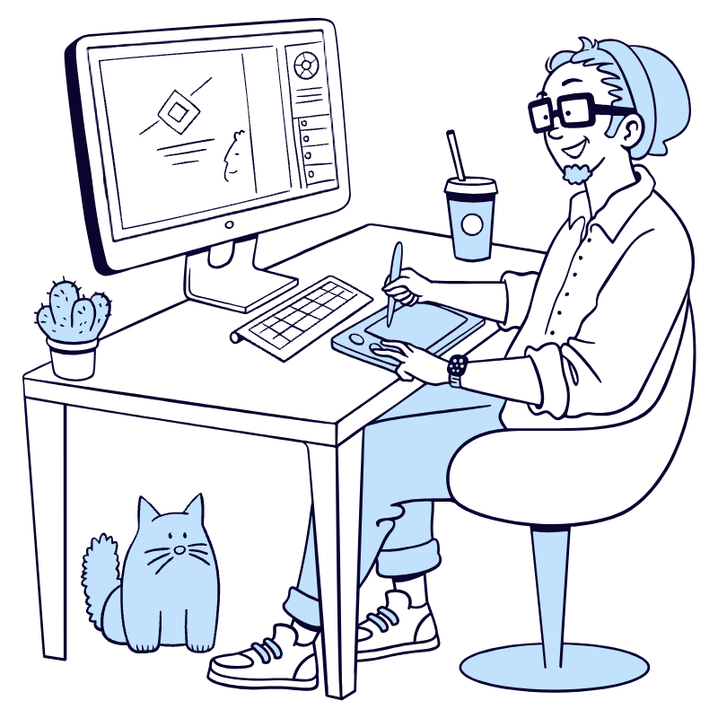 Designer Working Illustration from Bruxelles Duotone Set